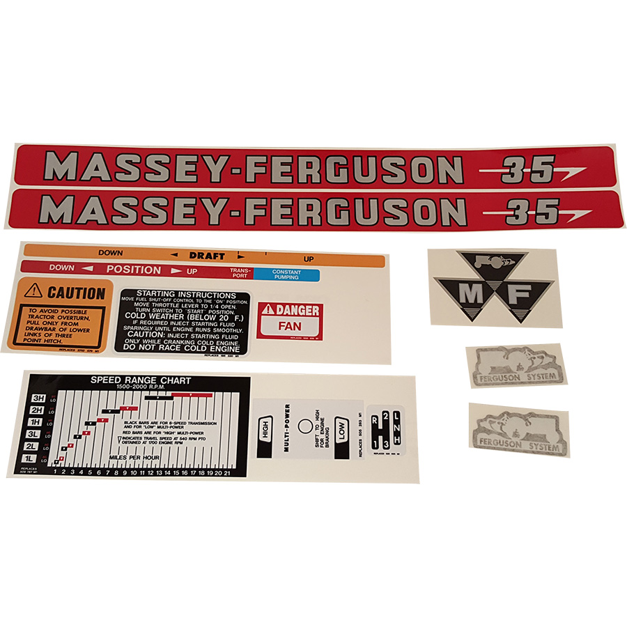 Massey-Ferguson Decal Set 35 Massey Ferguson Complete Decal Kit