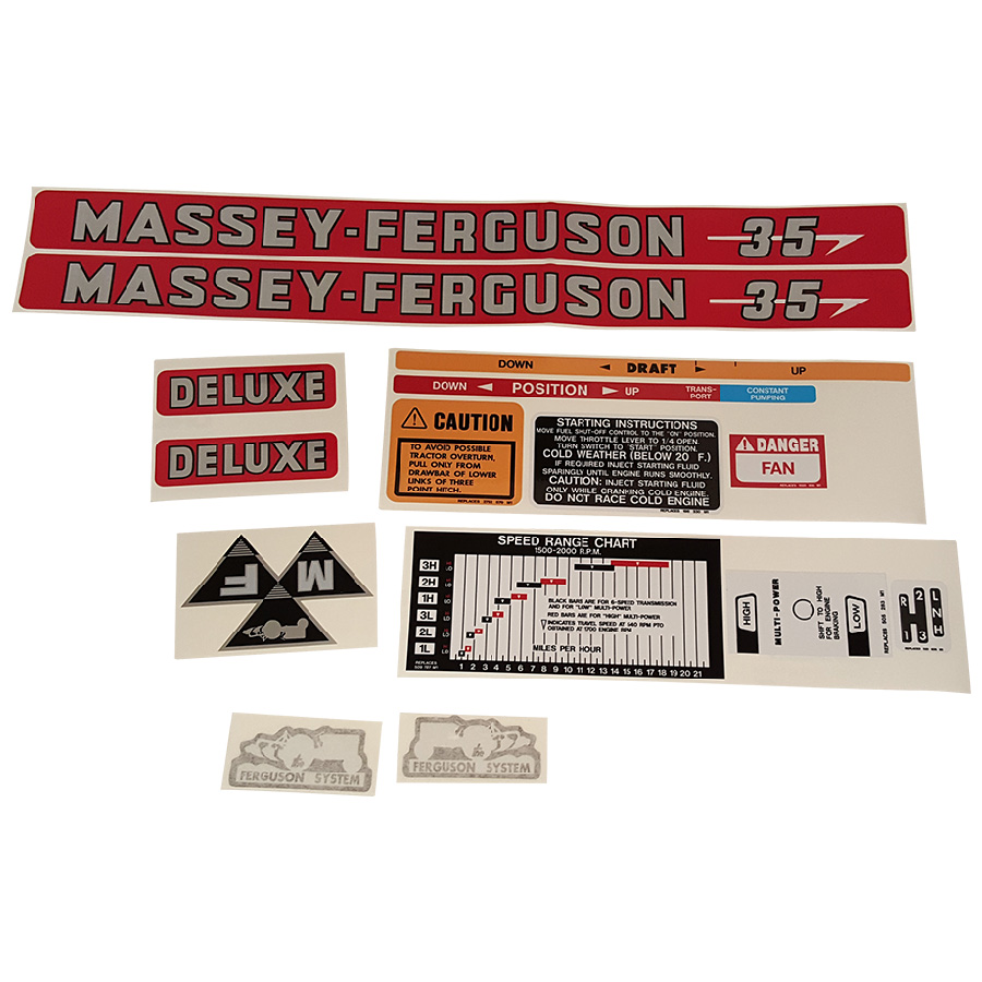 Massey-Ferguson Decal Set 35 Diesel Massey Ferguson Complete Decal Kit (diesel)