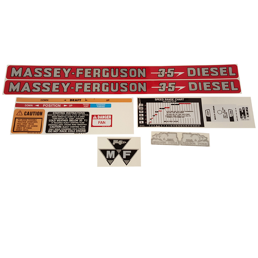 Massey-Ferguson Decal Set 35 Massey Ferguson Diesel Deluxe Complete Decal Kit