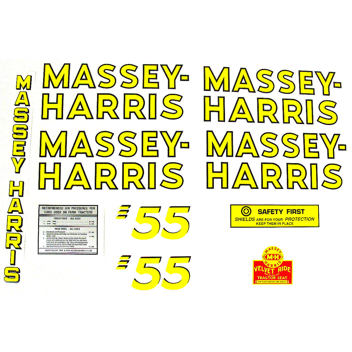 Mylar Decal Set For Massey Harris 55.