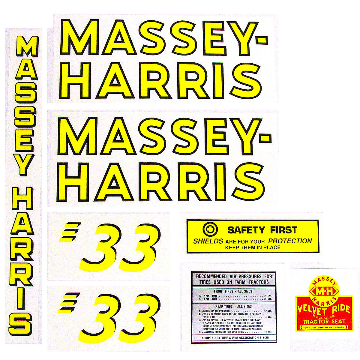 Mylar Decal Set For Massey Harris 33.