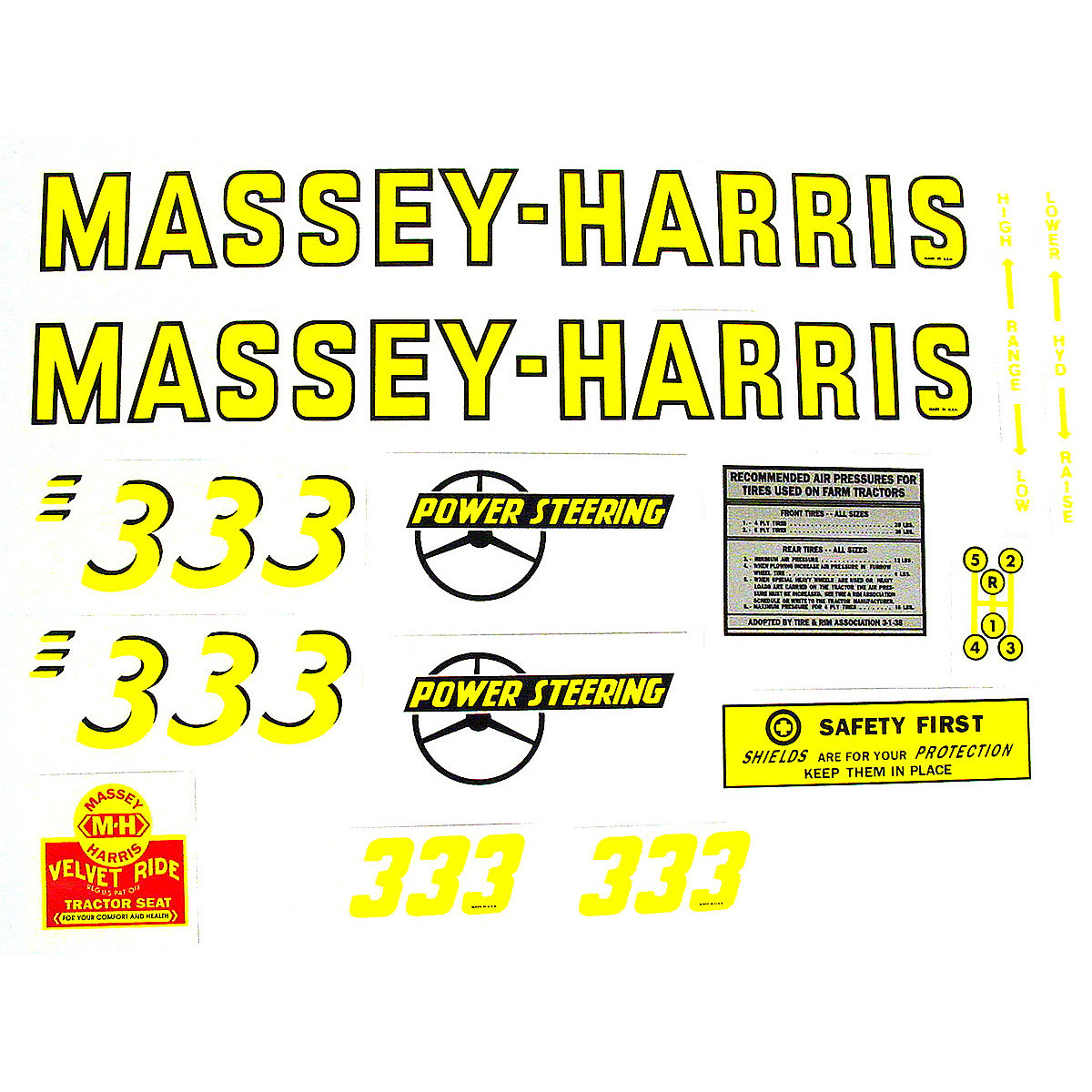 Mylar Decal Set For Massey Harris 333.