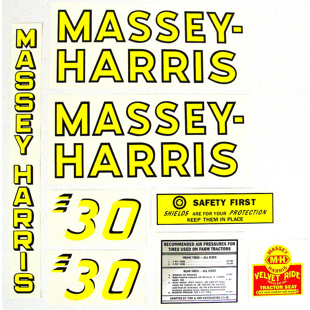Mylar Decal Set For Massey Harris 30.