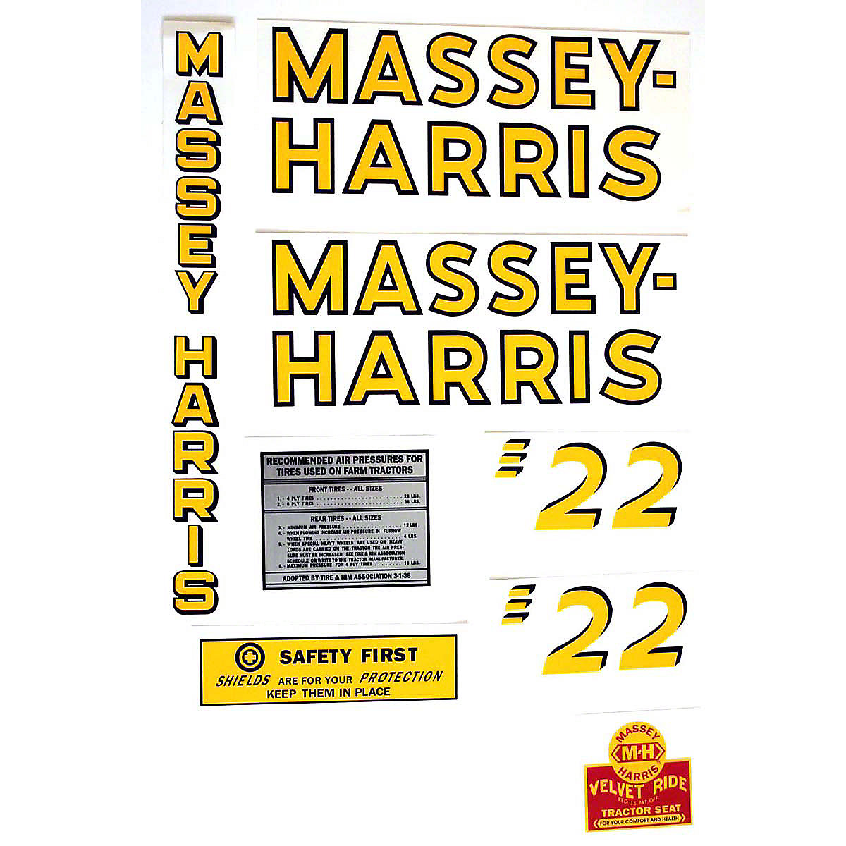 Mylar Decal Set For Massey Harris 22.