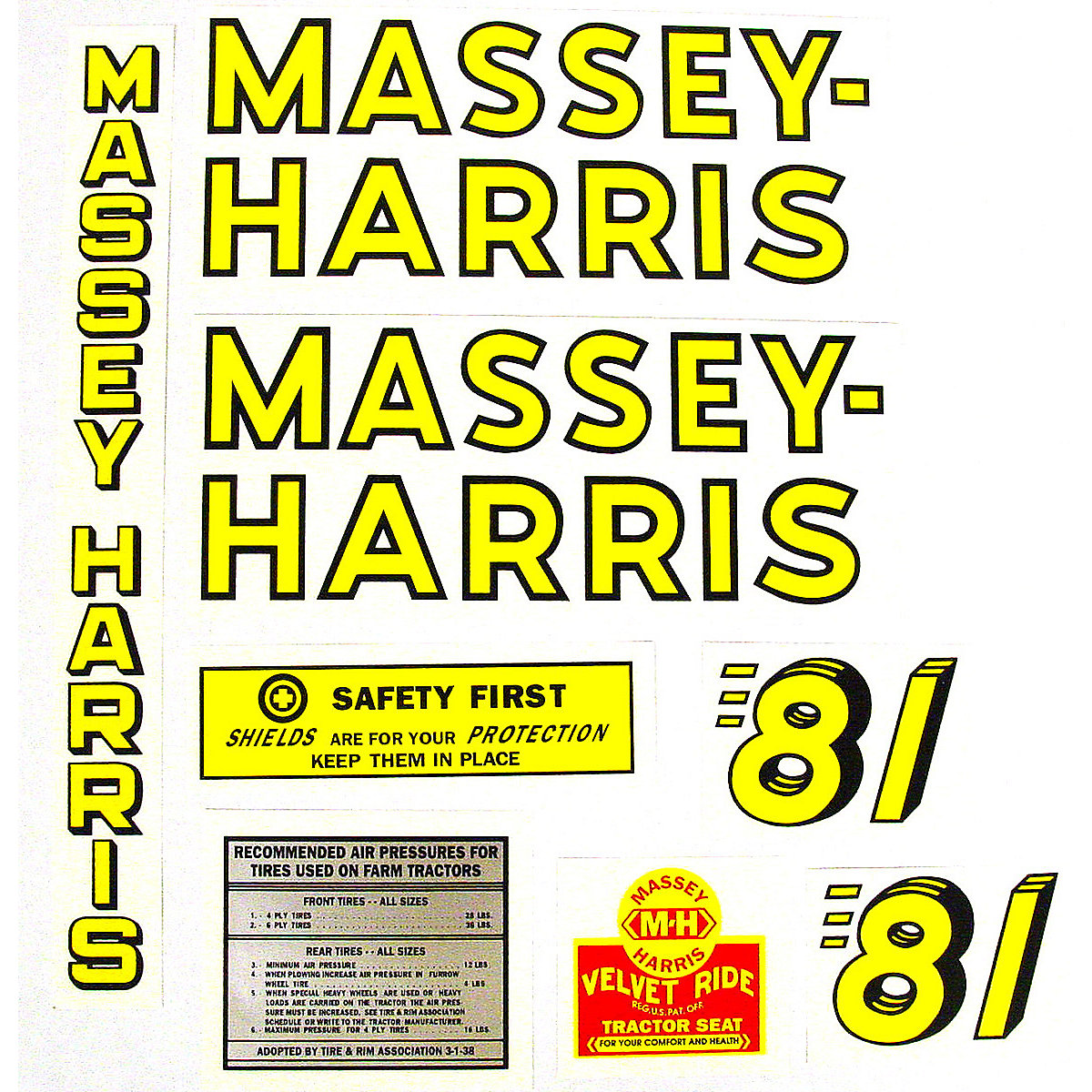 Mylar Decal Set For Massey Harris 81.