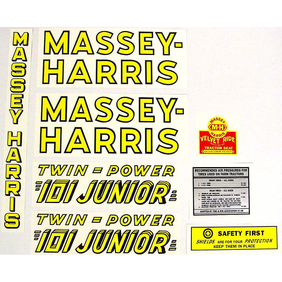Mylar Decal Set For Massey Harris 101 Junior Twin Power. 