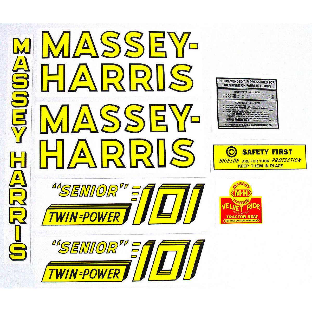 Mylar Decal Set For Massey Harris 101 Senior Twin Power.