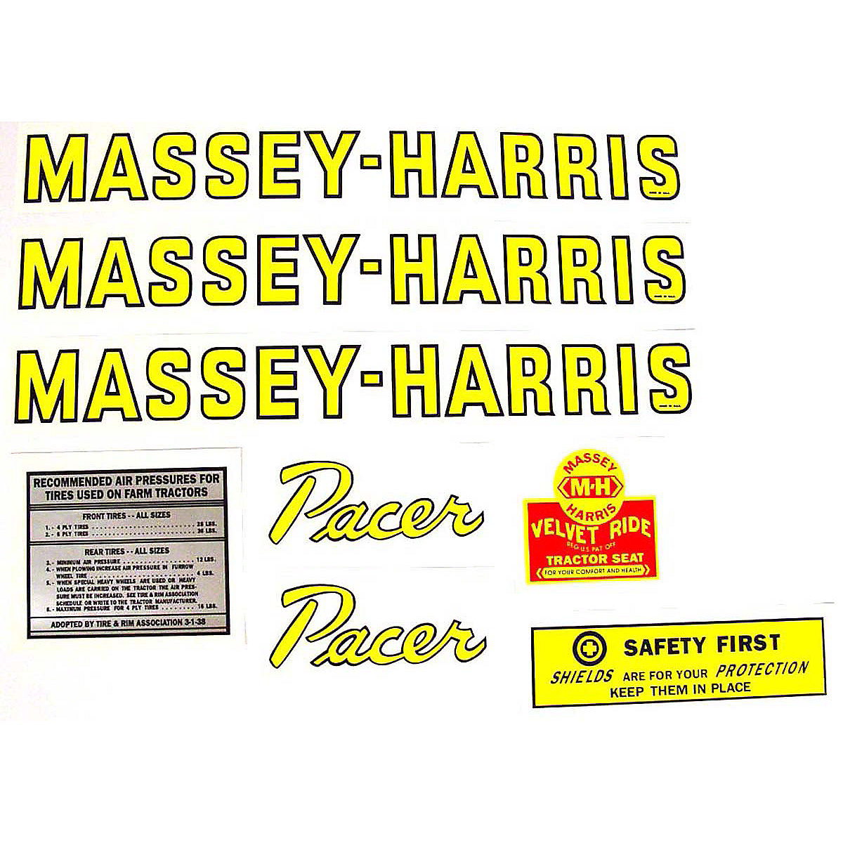Mylar Decal Set For Massey Harris Pacer 16.