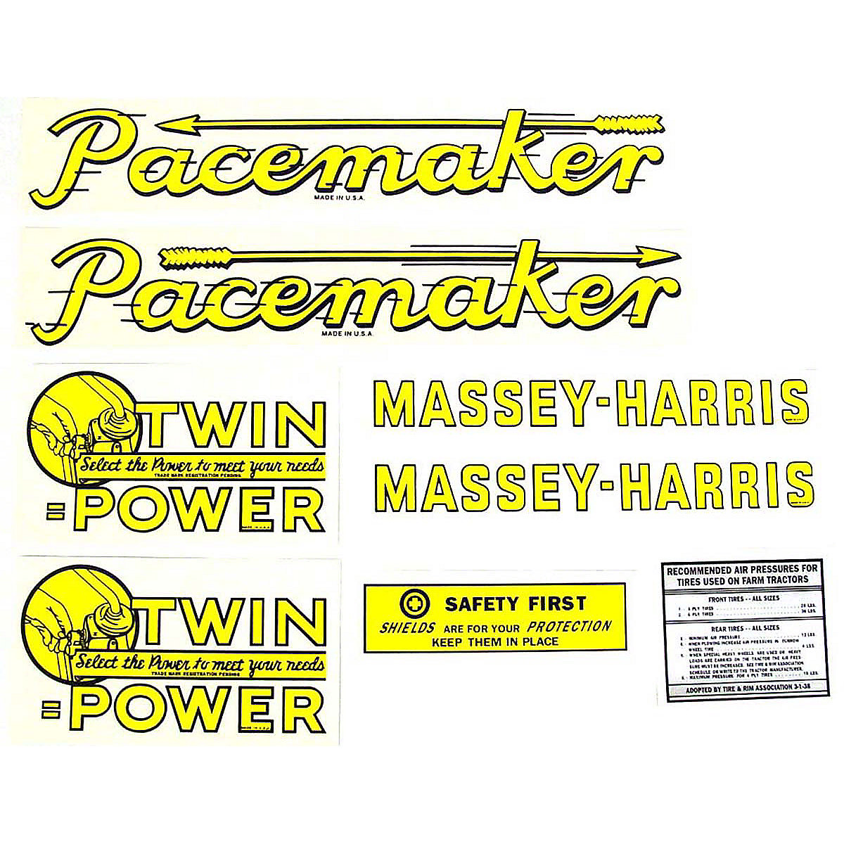 Mylar Decal Set For Massey Harris Pacemaker.
