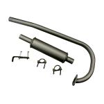 Vertical  muffler assembly with 3-bolt flange. 1-1/2" outlet OD, 47" OA length.
Original Massey Ferguson Part Number M115
Fits Models: TO35