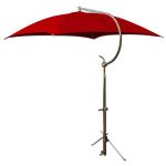 Deluxe Red Tractor Umbrella With Brackets. Four oil-tempered spring steel bows are locked into place with individual spring clips, providing ease of operation and a rigid framework for the cover. Frame constructed of tubular steel. All metal parts, including frame and mounting brackets, zinc plated for rust resistance and lasting appearance. 54" square cover is made of durable polyester material. Each corner is double reinforced and has heavy steel grommets. Complete with universal mounting bracket. NOTE: Can be mounted on side of fender, rear end / axle housing, foot platform. Fits tractors, combines, swathers and Industrial equipment.