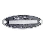 Delco Remy Blank Starter Tag For Massey Harris and Massey Ferguson Tractors. 2-1/2" OA LengthX0.800" WideX2" Center to Center Rivet Holes, 0.150" Diameter Rivet Holes.
