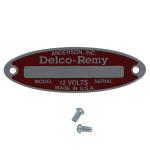 12 Volt Delco Remy Blank Starter Tag For Massey Ferguson and Massey Harris. 2-1/2" Long, .800" Wide, 2" Center to Center Rivet Holes. Includes Rivets.