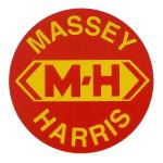 3" Round Massey Harris Decal Red With Yellow Letters.