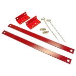 Category 1 Stabilizer Kit For Massey Ferguson: FE35, TE20, TEA20, TO20, TO30, TO35, 135, 150, 230, 235, 245, 35, 50, F40. This stabilizer kit is sprayed in red primer. The bars are Category 1 and are flat bars, not turnbuckles. The kit includes 2 arms, 2 brackets and the pins. The arms measure 31-1/2" center to center on the pin holes.