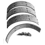 Brake Lining Kit For Massey Harris: 101 sr, 102 sr, 44, 44-6. You Must Elongate Rivet Holes In Metal Shoe Approximate 1/32". Replaces PN#: 32194a, 840008m91. Kit Includes 4 Linings And Brass Rivets. Dimensions 10-1/2" Outer Curve Length X 1-3/4" Wide.