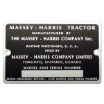 Serial Number Tag With Rivets For Massey Harris: Colt 21, 81, 82, 30, 44. With Rectangle Serial Number Tags.
