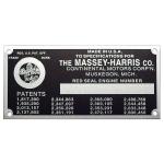 Engine Serial Number Tag With Rivets For Massey Harris: Colt 21, Mustang 23, Mustang, Pacer 16, 101 jr, 101 sr, 20, 22, 30, 81, 82.