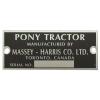 Serial Number Tag With Rivets For Massey Harris: Pony 1947-Early 1951.